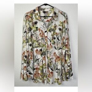 Chicos Blouse Top Silky Soft Desert Bouquet Half Placket Chicos 3 Women’s 16-18